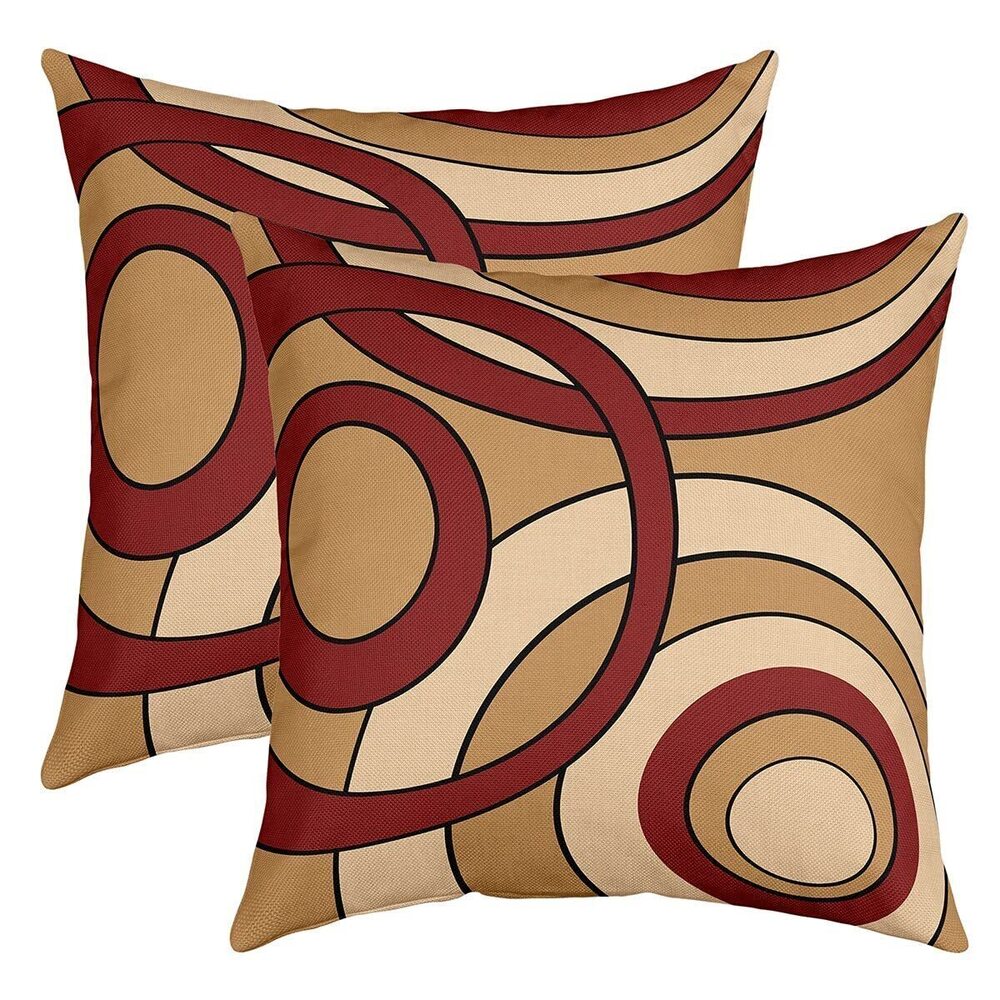 3365 Set of 2 Circle Pillow Covers Stripes Line Art Cushion Covers,Gradient
